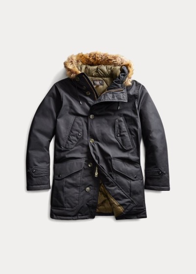 Parkas Ralph Lauren Hombre Negros - Waxed Cotton - NXEOQ3619